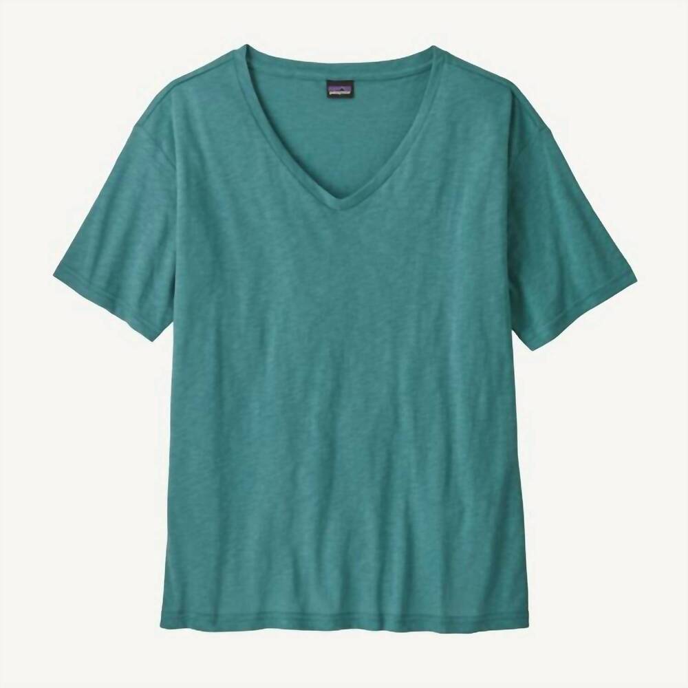 Patagonia Teal V-Neck Short Sleeve Tee